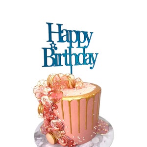 Happy Birthday Cake Topper, Acrylic or Glitter Card ANY AGE NAME, 18th, 21st Birthday Party, Party Decorations, Acrylic Cake Toppers