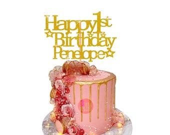 Adorno para tarta de primer cumpleaños con brillantina: decoraciones para el primer cumpleaños