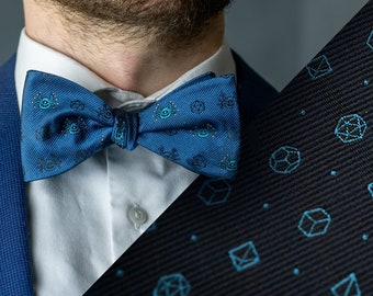 Stylish Polyhedral Pattern Bow Tie - Dice Bow Tie - D&D Dungeon Master's Gift - DnD Accessory - TTRPG Formal Wear