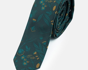Cravatta slim fit con dadi poliedrici floreali: regalo geek per Dungeon Master di D&D