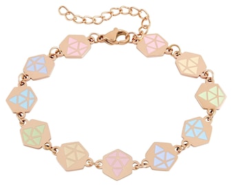Bracciale con dadi D20 color pastello: gioielli D&D in acciaio inossidabile di grado chirurgico