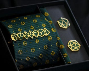 TTRPG Necktie, Cufflinks and Tie Bar Gift Set – Subtle Gamer Formalwear, DnD Wedding Groomsmen