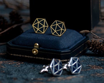 Boutons de manchette premium D20 - boutons de manchette dés - boutons de manchette donjons et dragons - D&D Groom - cadeau de maître de donjon - vêtements de cérémonie geek