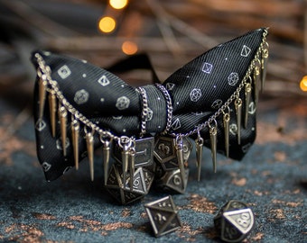 Spiked Polyhedral Pattern Bow Tie - Dice Bow Tie - D&D Dungeon Master's Gift - DnD Accessory - TTRPG Formal Wear