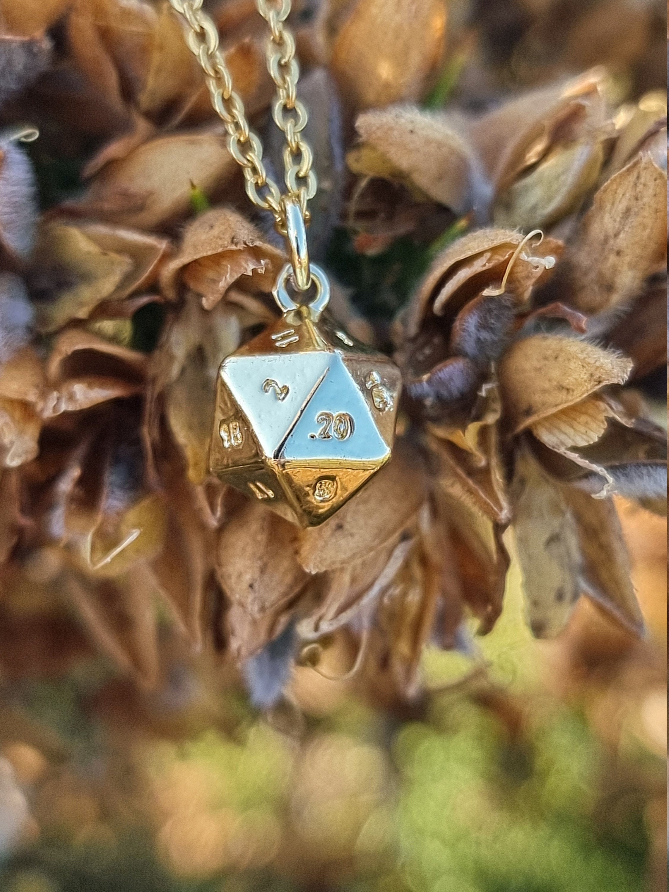 3D D20 Necklace Dice Necklace Polyhedral Dice Charm Necklace 3D Dice  Jewelry Dungeons and Dragons Necklace D&D Necklace 