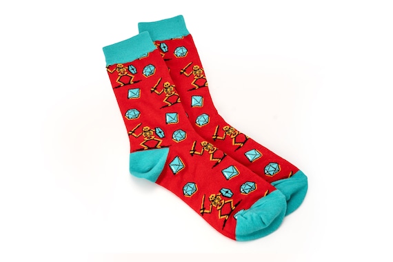 Polyhedral Dice Socks: Dragon, Goblin, Skeleton - TTRPG Fan Gift