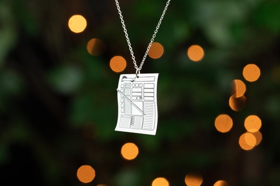 DnD Character Sheet Necklace: Dungeons and Dragons RPG Accessory
