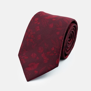 NEW Burgundy Floral Polyhedral Dice Necktie: Geeky RPG Gamer Fashion