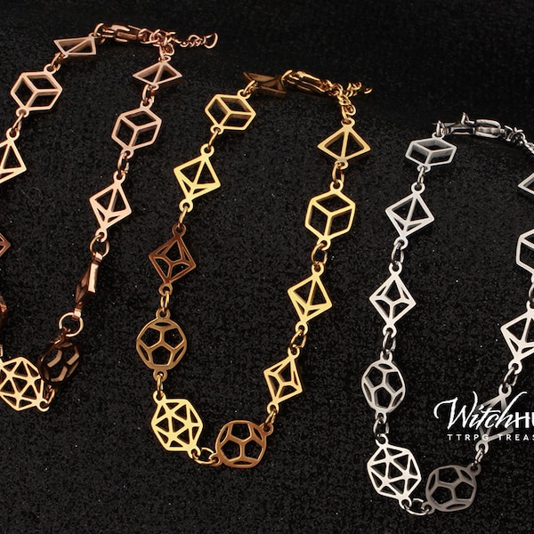 Dice Set Bracelet -  D20 Jewelry - Polyhedral Dice Charm Bracelet - Dice Jewelry - Dungeons and Dragons Bracelet - D&D Bracelet