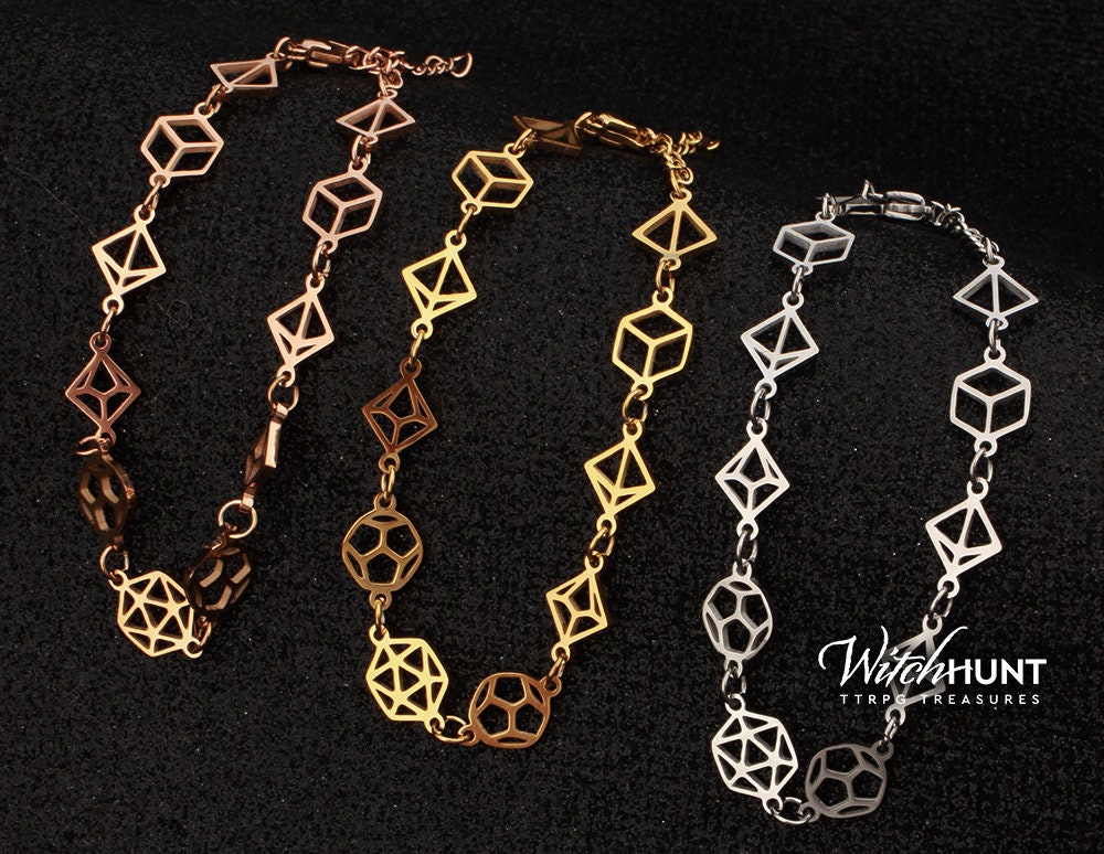 Dice Set Bracelet -  D20 Jewelry - Polyhedral Dice Charm Bracelet - D…
