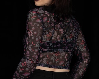 Floral Dice Mesh Crop Top – TTRPG Sheer Fantasy Fashion