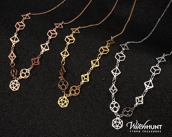 Polyhedral Dice Set Necklace: Surgical Grade Stainless Steel D&D RPG Jewelry