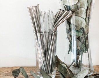 Wiederverwendbare Metallstrohhalme, 4er-Pack mit Reiniger