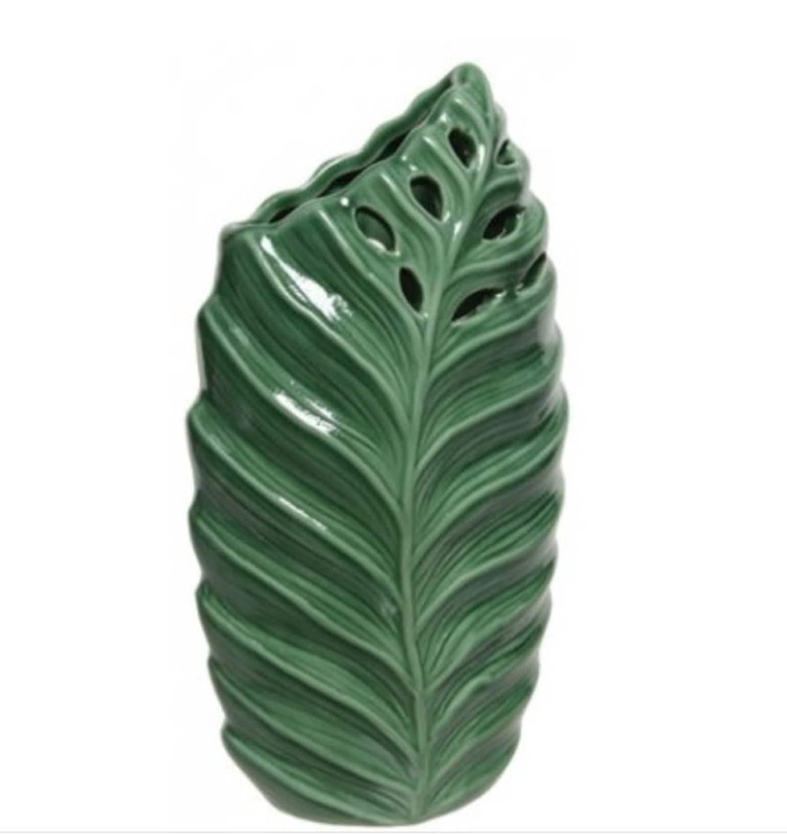 Porcelain Green Leaf Vase Etsy UK