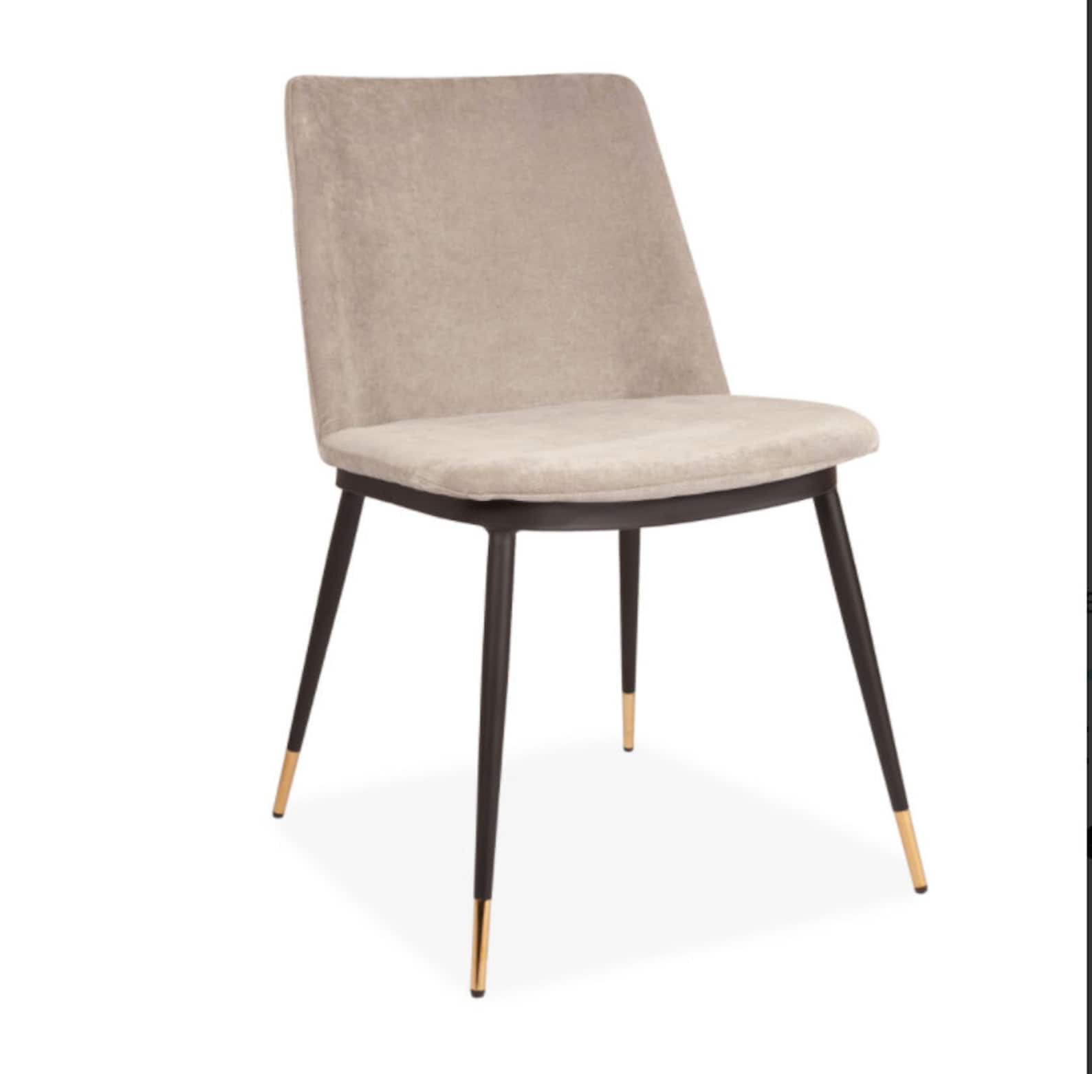 Pair of Taupe Dining Chair With Black Legs and Gold Feet Etsy