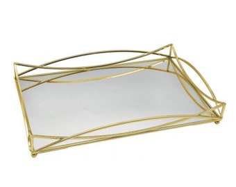Gold Gatsby Rechteckiges Spiegeltablett 29cm