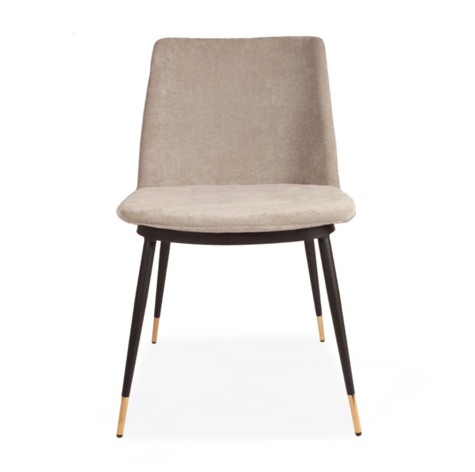 Pair of Taupe Dining Chair With Black Legs and Gold Feet Etsy