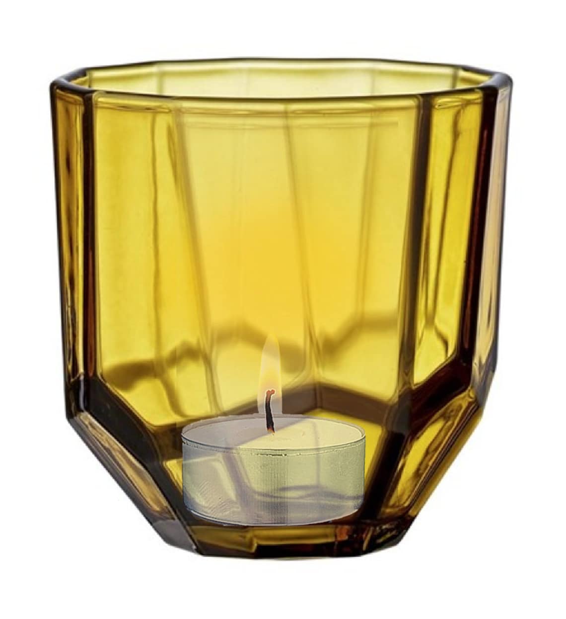 Amber Glass Tealight Holder Etsy UK