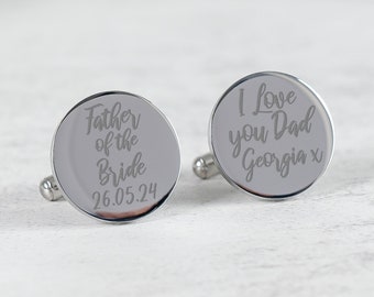 Personalised Father of the Bride Cufflinks, Personalised Wedding Cufflinks, Engraved Cufflinks, Father of the Bride Gift