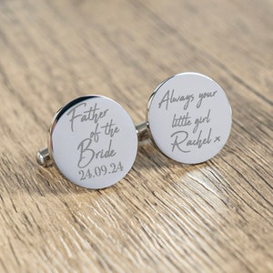 Personalised Engraved Father of the Bride Cufflinks, Wedding Cufflinks, Personalised Cufflinks, Always Your Little Girl Cufflinks