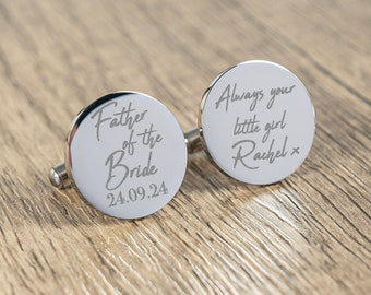 Personalised Engraved Father of the Bride Cufflinks, Wedding Cufflinks, Personalised Cufflinks, Always Your Little Girl Cufflinks