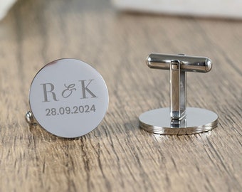 Personalised Engraved Initial Cufflinks, Groom Cufflinks, Wedding Cufflinks, Wedding Party Cufflinks, Best Man Groomsman Usher Cufflinks