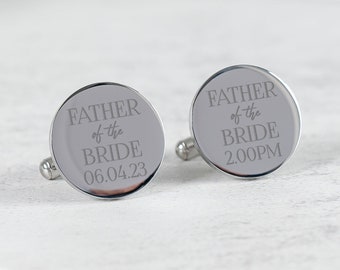 Personalised Custom Father of the Bride Groom Cufflinks Any Date And Time Wedding Cufflinks Custom Cufflinks