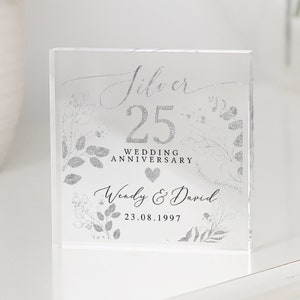 Personalised Silver 25th Anniversary Gift, Silver Anniversary Gift, Gifts For Husband, Anniversary Keepsake Gift, 25th Anniversary Plaque