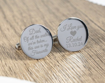 Personalised Engraved Father of the Bride Cufflinks, Dad Of All The Walks, Wedding Cufflinks, Personalised Cufflinks, Engraved Cufflinks