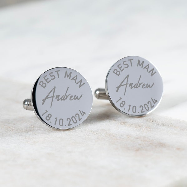 Personalised Engraved Cufflinks, Wedding Role Cufflinks, Personalised Cufflinks, Best Man Groomsman Cufflinks, Best Man Gifts