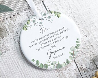 Personalised Mother of the Bride Keepsake Quote, Because Of You Quote Ceramic Keepsake, Mother of the Bride Wedding Gift