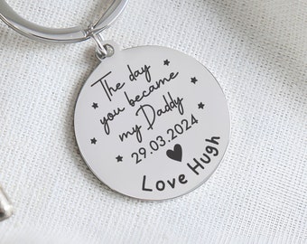 Personalised Day You Became My Daddy Keyring, Father's Day Keyring, Daddy Gifts, Daddy Birthday Gift, Gifts for Daddy, Dad, Grandad Birthday