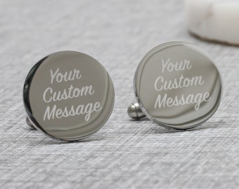 Personalised Engraved Message Cufflinks, Your Own Design, Wedding Cufflinks, Best Man Cufflinks, Father of the Bride Gift, Any Message