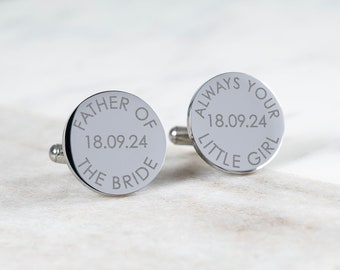 Personalised Engraved Father of the Bride Cufflinks Custom Wedding Date Always your Little Girl