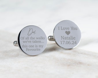 Personalised Engraved Father of the Bride Cufflinks, Dad Of All The Walks Cufflinks, Dad Cufflinks, Engraved Wedding Cufflinks