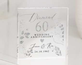 Personalised Diamond 60th Anniversary Gift, Diamond Anniversary Gift, Gifts For Husband, Anniversary Keepsake Gift, 60th Anniversary Plaque