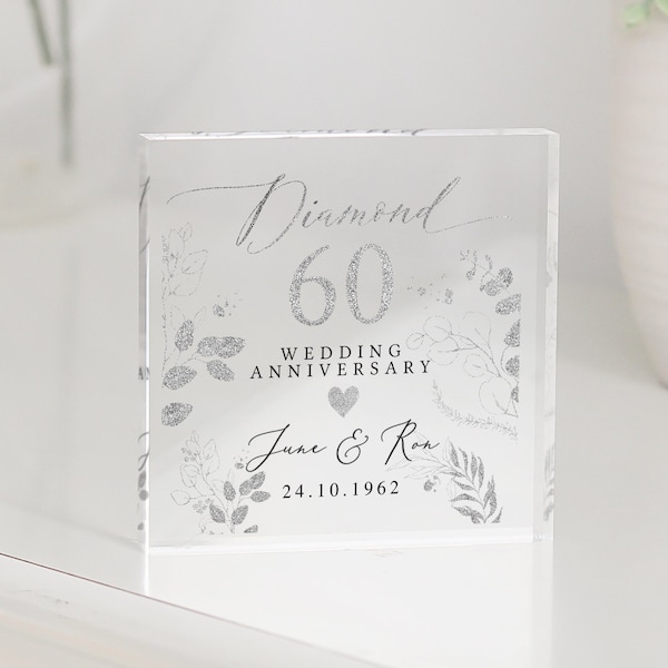 Personalised Diamond 60th Anniversary Gift, Diamond Anniversary Gift, Gifts For Husband, Anniversary Keepsake Gift, 60th Anniversary Plaque