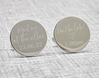Personalised Engraved Groom Cufflinks, Meet Me At The Altar Cufflinks, Bride to Groom Cufflinks, Wedding Cufflinks, Engraved Cufflinks