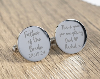 Personalised Engraved Father of the Bride Cufflinks, Thank you Cufflinks, Personalised Cufflinks, Thank You Wedding Gifts