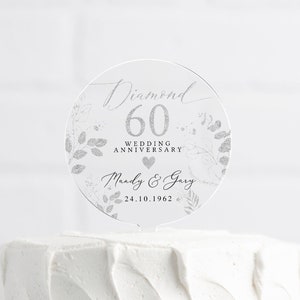 Personalised Anniversary Cake Topper, Diamond Anniversary Cake Topper, 60th Anniversary Cake Topper, 60th Anniversary Gift, 60th Anniversary