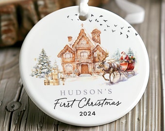 Personalised Baby's 1st Christmas Ornament, Baby's First Christmas Decoration, New Baby Christmas Gift, Santa & Tree Decoration