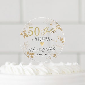 Personalised Anniversary Cake Topper, Golden Anniversary Cake Topper, 50th Anniversary Cake Topper, 50th Anniversary Gift, 50h Anniversary