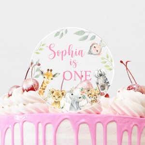 Birthday Cake Topper, First Birthday Cake Topper, Kids Birthday Cake Topper, Safari Animals Cake Topper, 1st Birthday Cake Decorations