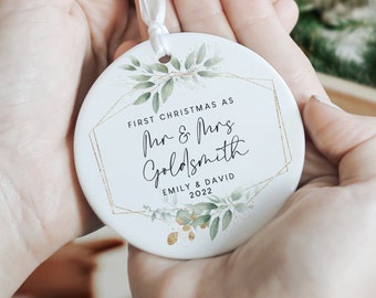 Personalisierte erste Weihnachten verheiratet Ornament, erste Weihnachten Mr & Mrs Ornament, verheiratet Weihnachtsandenken, 1.Weihnachtskugel