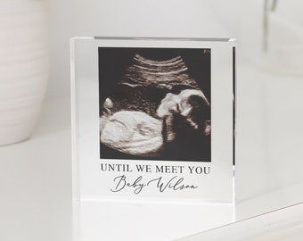 Personalised Baby Scan Photo Block, Pregnancy Announcement Gift, Baby Photo Frame, Pregnancy Gift, Baby Shower Gift, Baby Scan Frame