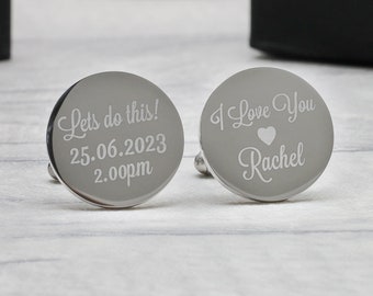 Personalised Engraved Groom Cufflinks Wedding Cufflinks Lets Do This Custom Engraved Cufflinks