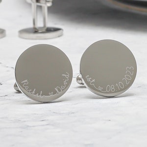 Personalised Engraved  Bride to Groom Wedding Cufflinks Custom Name Date Cufflinks Personalised Cufflinks