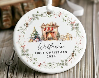 Personalised Baby's 1st Christmas Ornament, Baby's First Christmas Decoration, New Baby Christmas Gift, Santa & Tree Decoration
