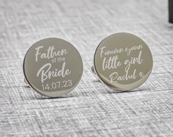 Personalised Engraved  Father of the Bride Wedding Cufflinks Forever your Little Girl Custom Personalized Cufflinks