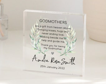 Personalised Godparents Keepsake Gift, Godfather Godmother Gift, Godmother Quote Print, Godmother Present, Christening Gift